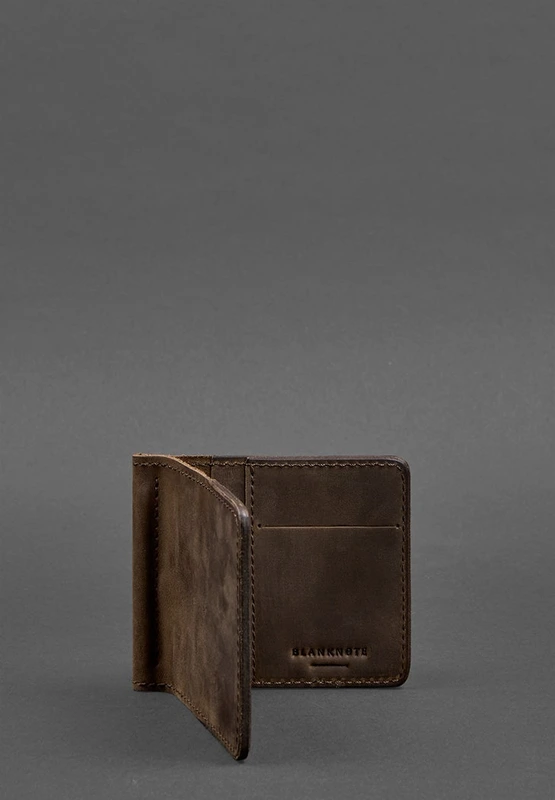 Чоловіче шкіряне портмоне темно-коричневе 1.0 затиск для грошей