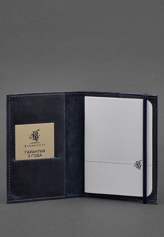 Шкіряна обкладинка для паспорта 1.0 синя Crazy Horse