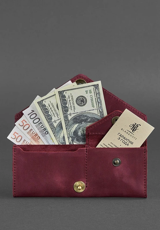 Жіночий шкіряний гаманець Керрі 1.0 бордовий Crazy Horse