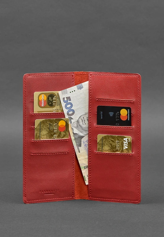 Шкіряне портмоне-купюрник 11.0 червоне