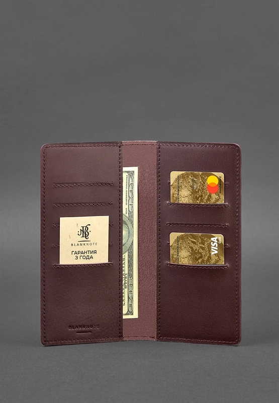 Шкіряне портмоне-купюрник 11.0 бордове