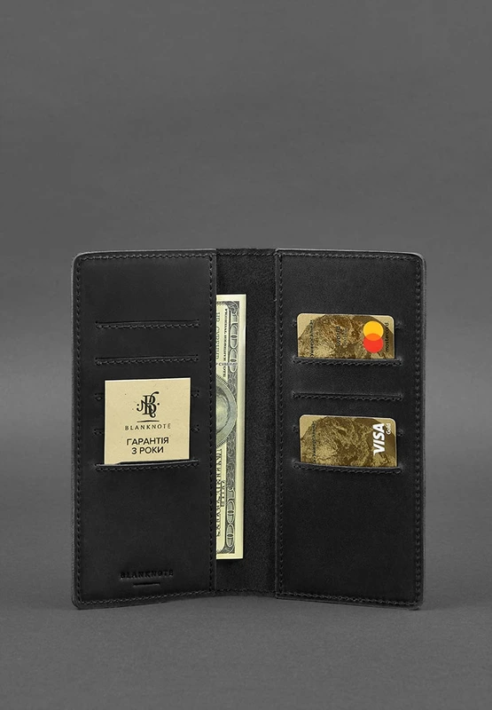 Шкіряне портмоне-купюрник 11.0 чорне Crazy Horse