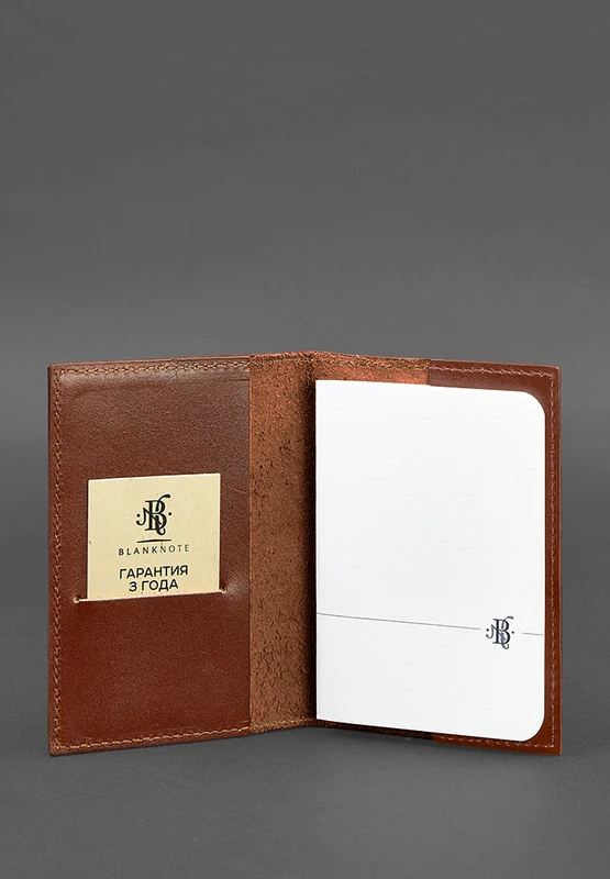 Шкіряна обкладинка для паспорта та військового квитка 1.2 світло-коричнева