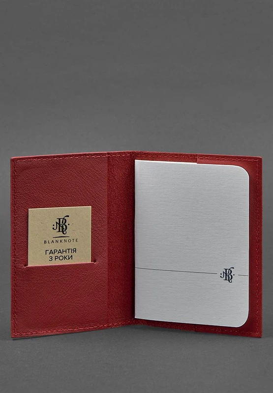 Шкіряна обкладинка для паспорта та військового квитка 1.2 червона