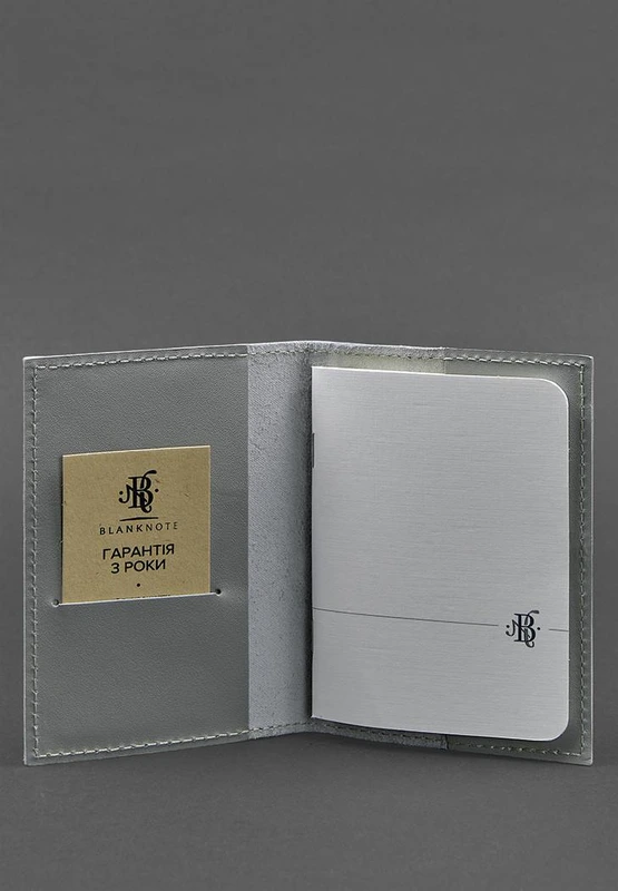 Шкіряна обкладинка для паспорта та військового квитка 1.2 сіра