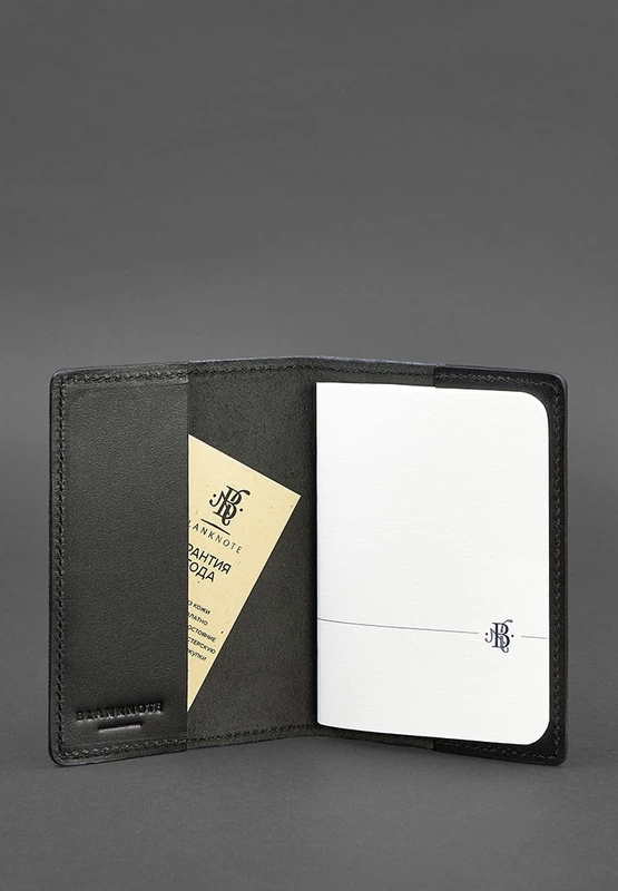 Шкіряна обкладинка для паспорта та військового квитка 1.3 чорна Краст