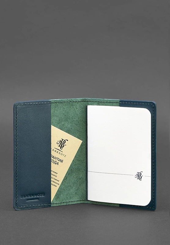 Шкіряна обкладинка для паспорта та військового квитка 1.3 зелена