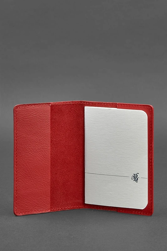 Шкіряна обкладинка для паспорта та військового квитка 1.3 червона