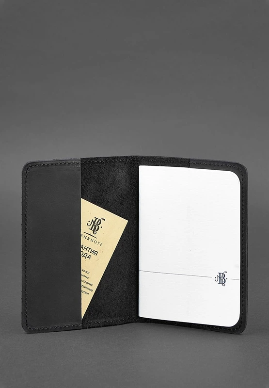 Шкіряна обкладинка для паспорта та військового квитка 1.3 чорна Crazy Horse