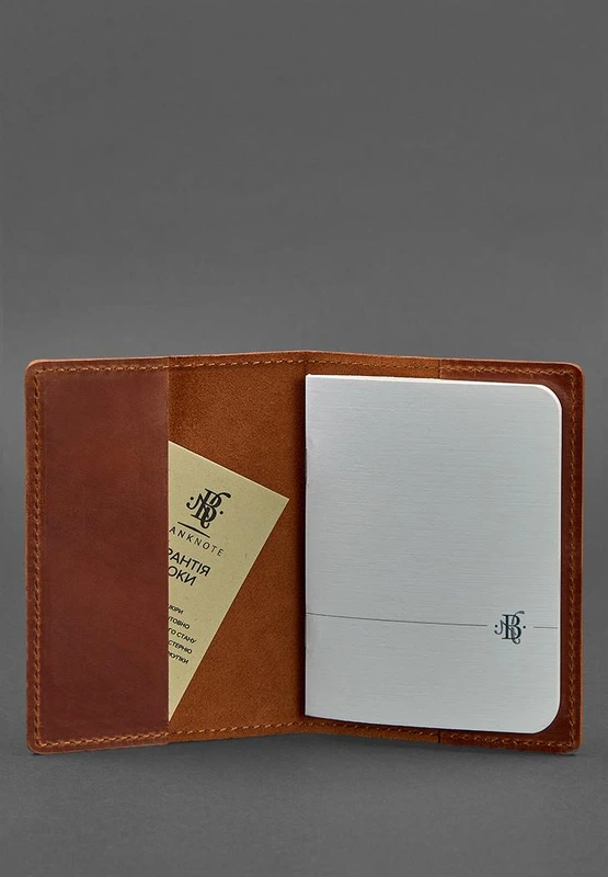 Шкіряна обкладинка для паспорта 1.3 світло-коричнева Crazy Horse