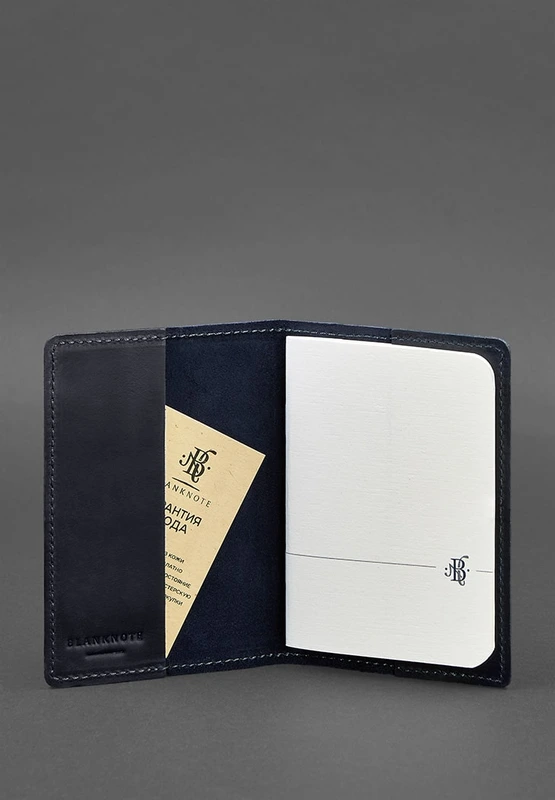 Шкіряна обкладинка для паспорта та військового квитка 1.3 синя Crazy Horse