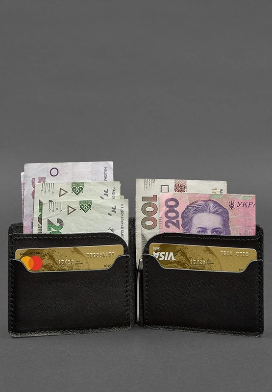 Шкіряне портмоне 13.0 затискач чорний краст