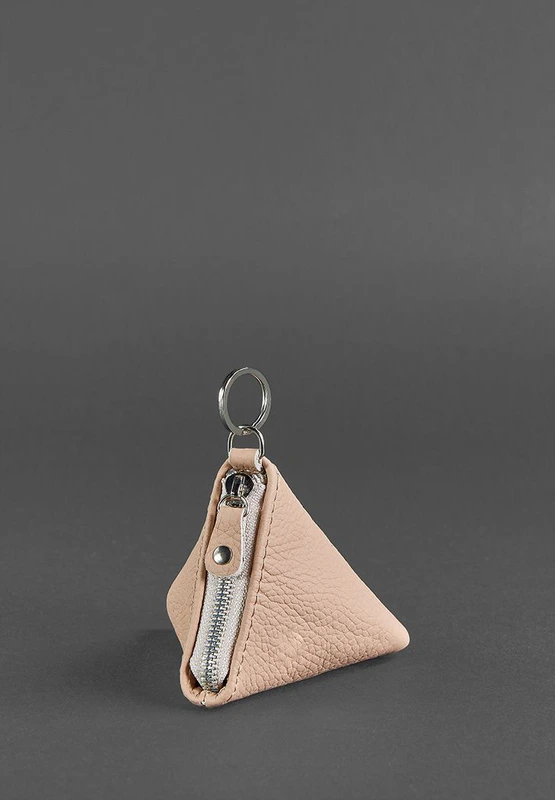 Жіноча шкіряна монетниця 2.0 Піраміда світло-бежева