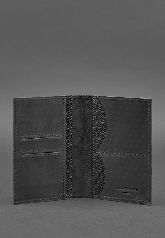 Шкіряна обкладинка для паспорта 2.0 Карбон чорна