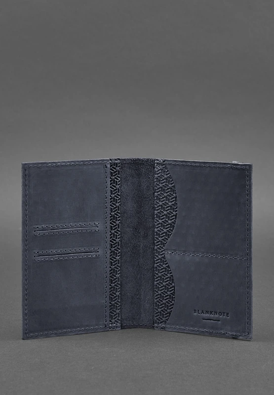 Шкіряна обкладинка для паспорта 2.0 Карбон синя