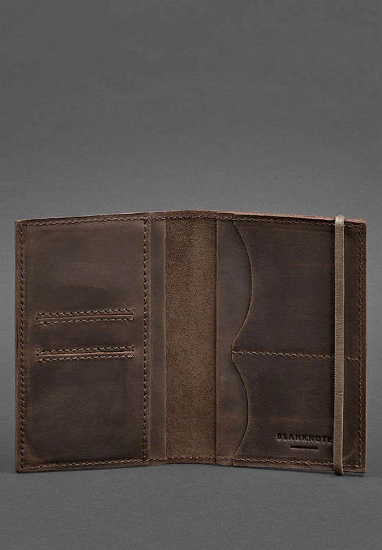 Шкіряна обкладинка для паспорта 2.0 темно-коричнева Crazy Horse