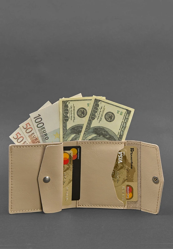 Жіночий шкіряний гаманець 2.1 світло-бежевий