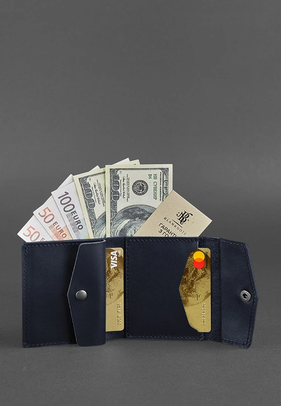 Шкіряний гаманець 2.1 темно-синій Краст