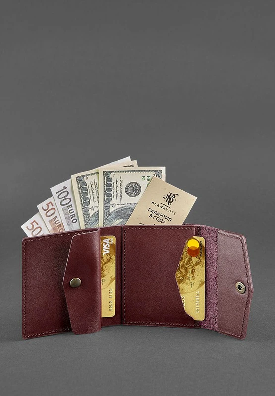 Жіночий шкіряний гаманець 2.1 бордовий Krast