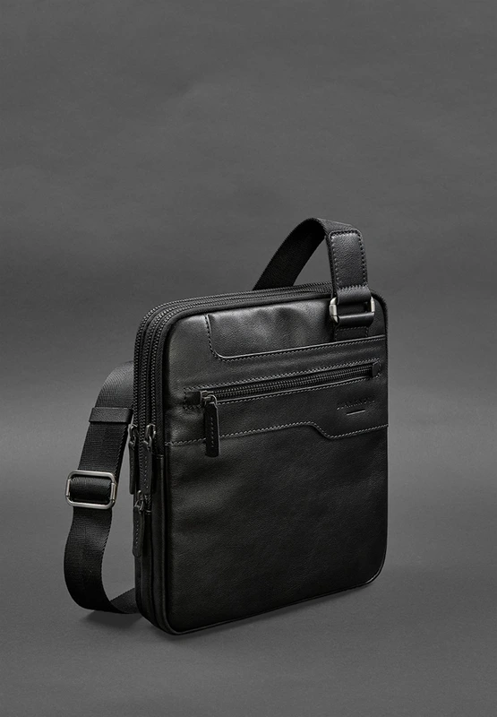 Чоловіча шкіряна сумка-месенджер 3 блискавки