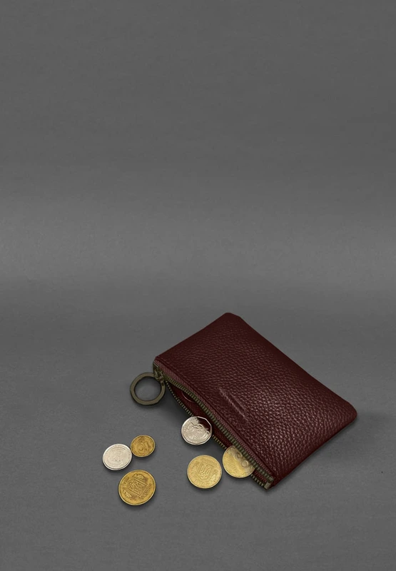 Шкіряна монетниця / міні-косметичка 3.0 бордова флотар