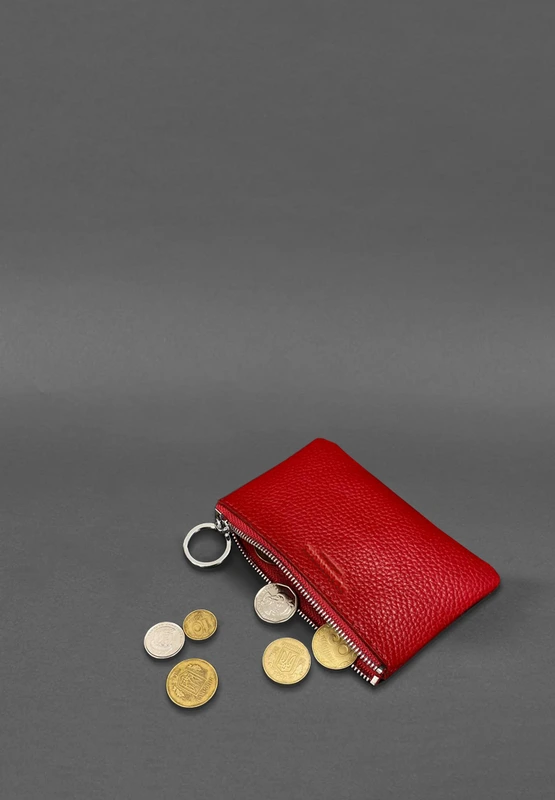 Шкіряна монетниця / міні-косметичка 3.0 червона флотар