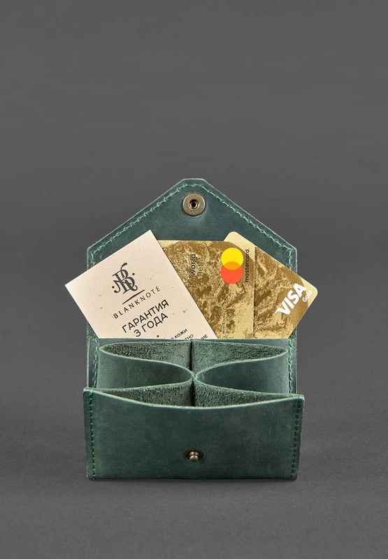 Шкіряний кард-кейс 3.0 зелений з мандалою