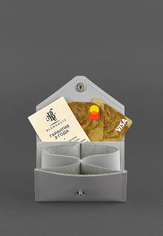 Жіночий шкіряний кард-кейс 3.0 (Гармошка) Сірий з мандалою