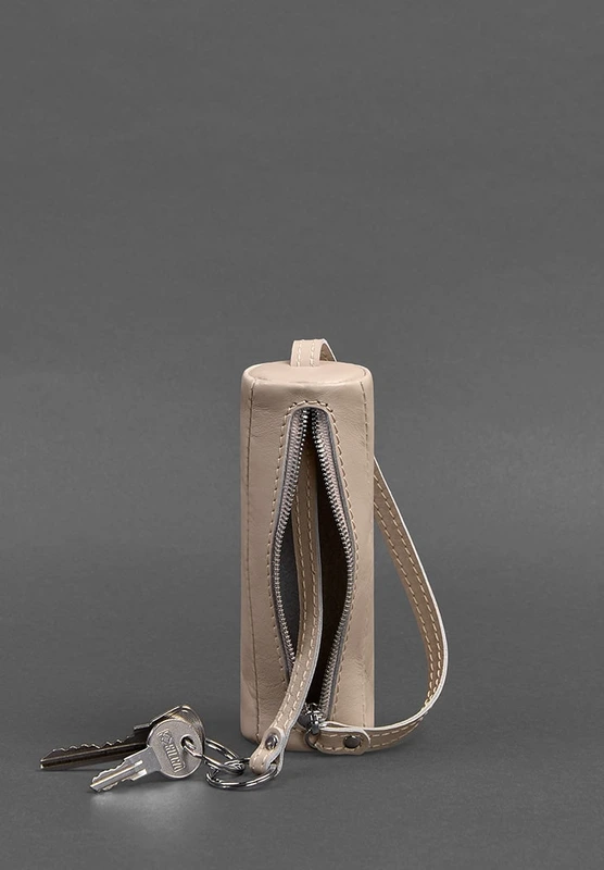 Жіноча шкіряна жіноча ключниця 3.0 Тубус світло-бежева краст