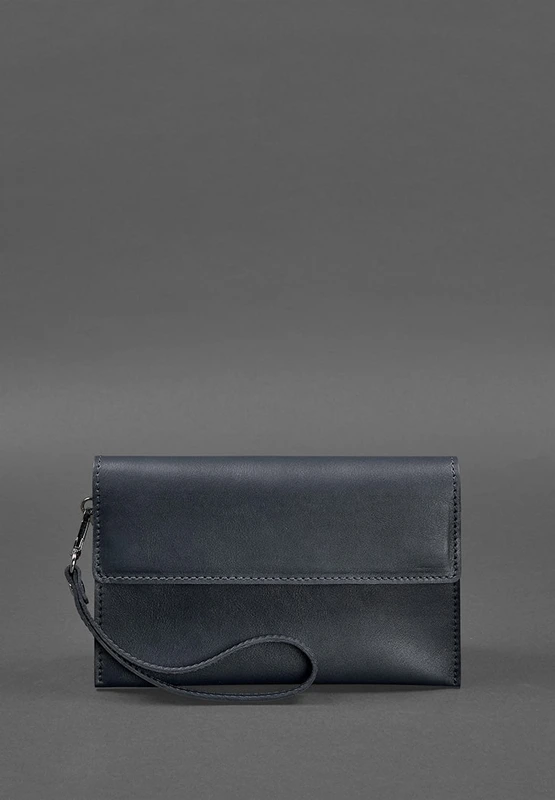 Шкіряний чоловічий клатч-барсетка 3.0 синій краст