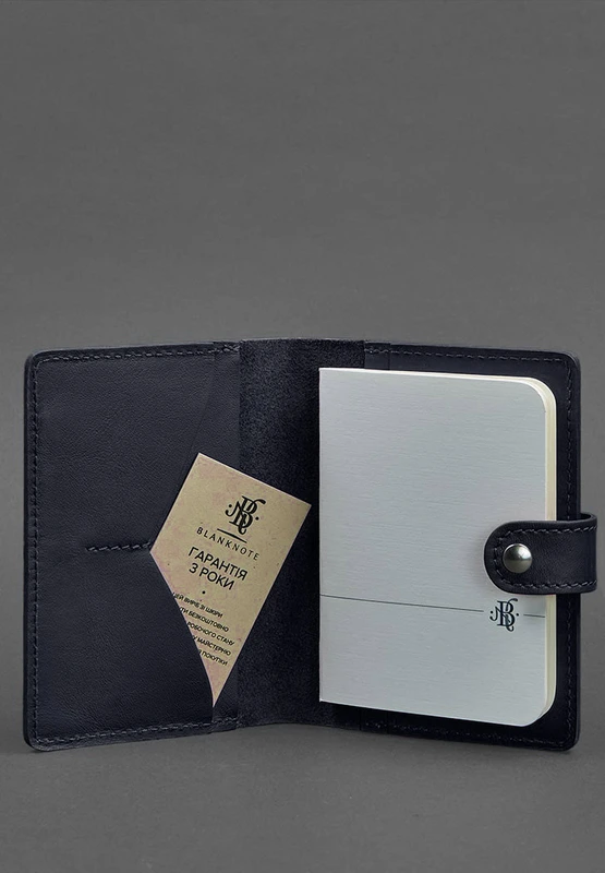 Шкіряна обкладинка для паспорта 3.0 темно-синя