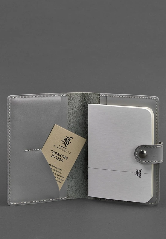 Шкіряна обкладинка для паспорта 3.0 сіра