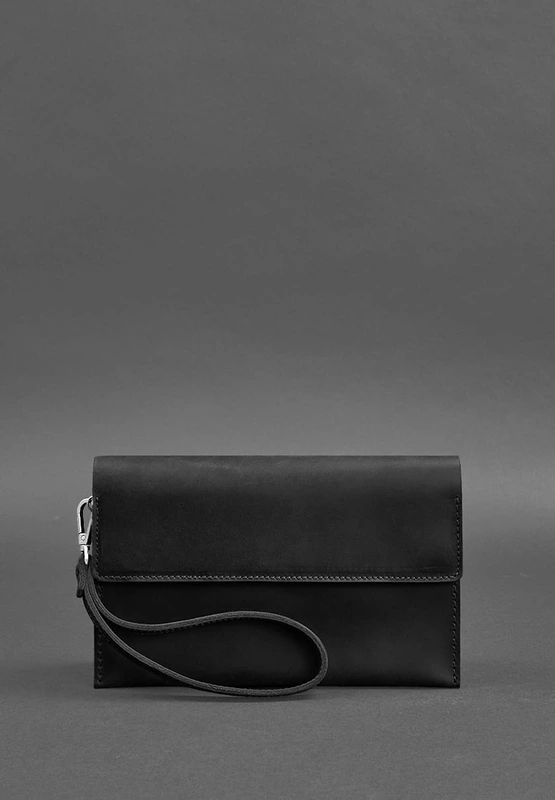 Шкіряний чоловічий клатч-барсетка 3.0 чорний Crazy Horse