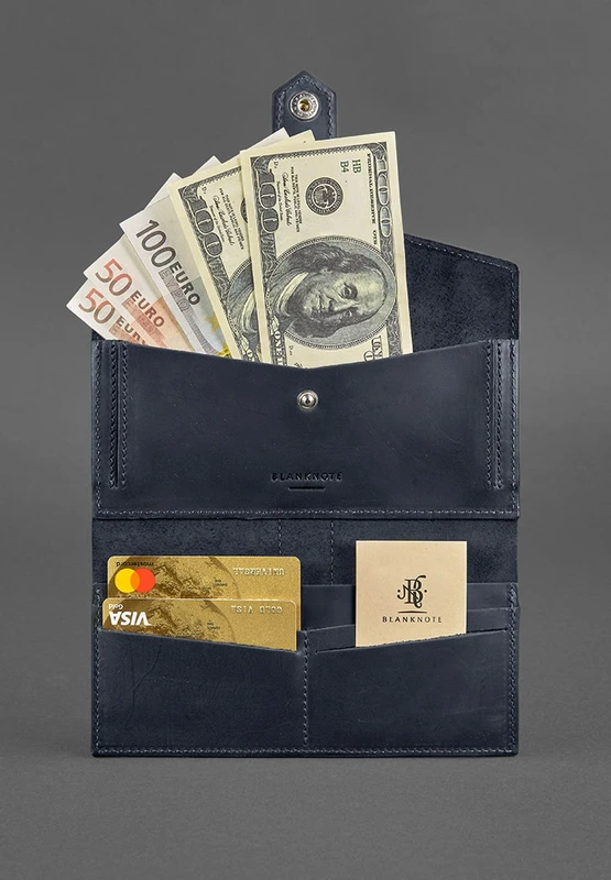 Шкіряне портмоне 3.0 синє Crazy Horse