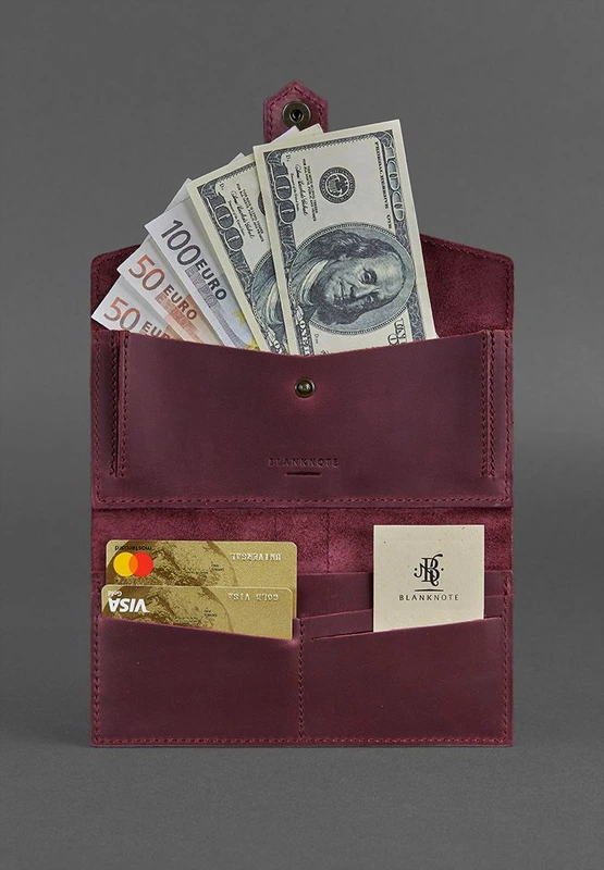 Шкіряне жіноче портмоне 3.0 бордове Crazy Horse