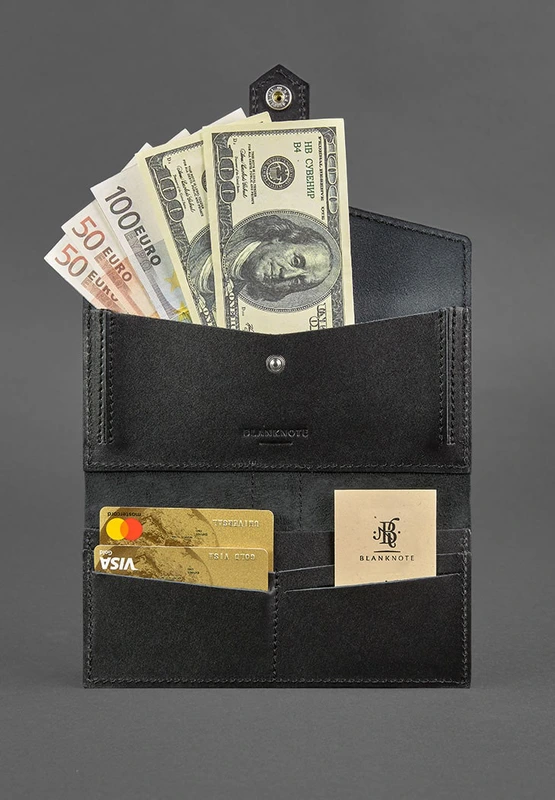 Шкіряне портмоне 3.0 чорне Krast