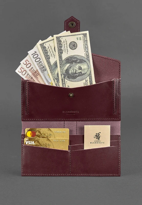 Шкіряне жіноче портмоне 3.0 бордове Krast