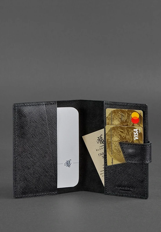 Шкіряна обкладинка для паспорта 4.0 чорна Blackwood