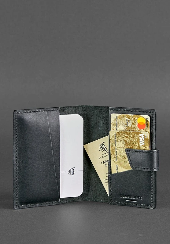 Шкіряна обкладинка для паспорта 4.0 чорна