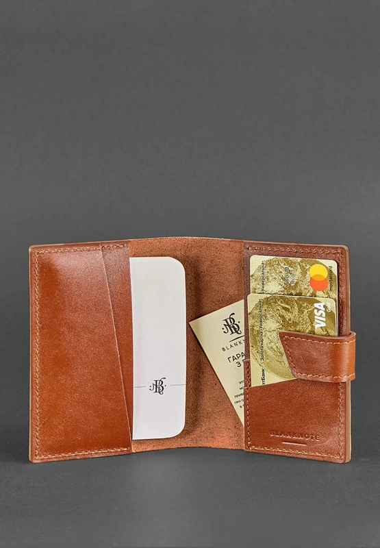 Шкіряна обкладинка для паспорта 4.0 світло-коричнева