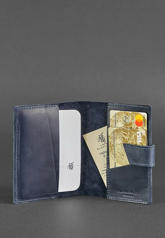 Шкіряна обкладинка для паспорта 4.0 синя