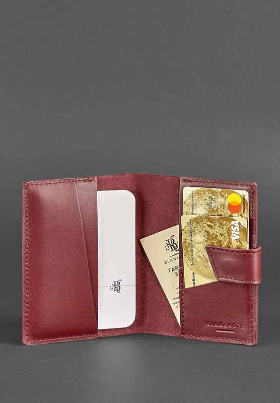 Шкіряна обкладинка для паспорта 4.0 бордова