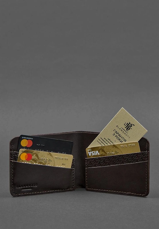 Чоловіче шкіряне портмоне 4.1 (4 кишені) коричневе Карбон