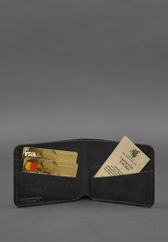 Чоловіче шкіряне портмоне 4.1 (4 кишені) чорне Карбон