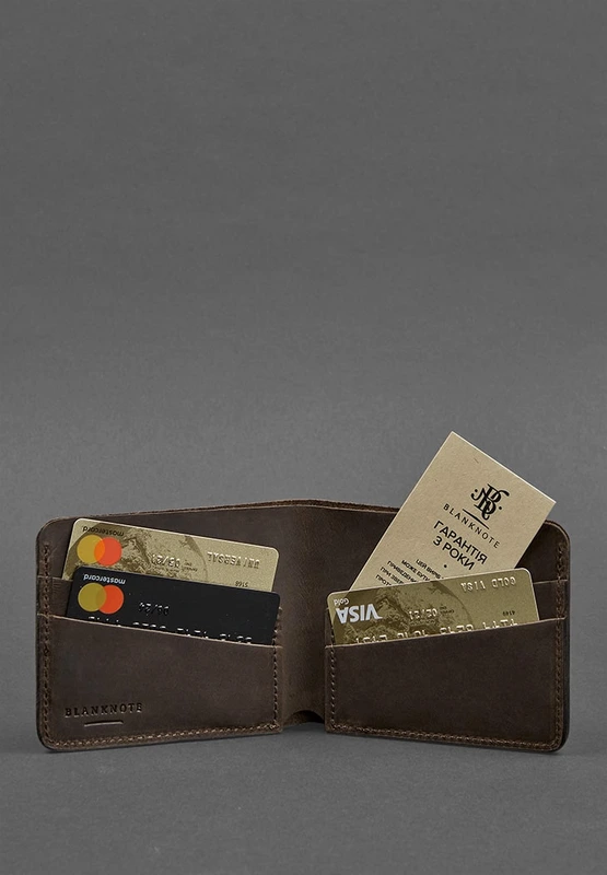 Чоловіче шкіряне портмоне 4.1 (4 кишені) темно-коричневе