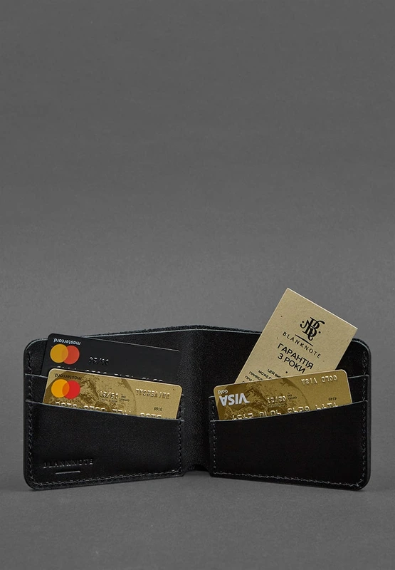 Чоловіче шкіряне портмоне 4.1 (4 кишені) вугільно-чорне