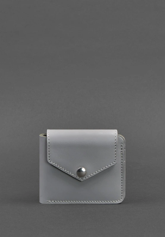 Шкіряне портмоне 4.2 на кнопці сіре