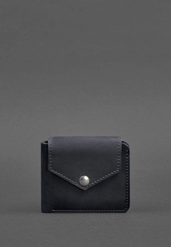 Шкіряне портмоне 4.2 на кнопці синє Crazy Horse