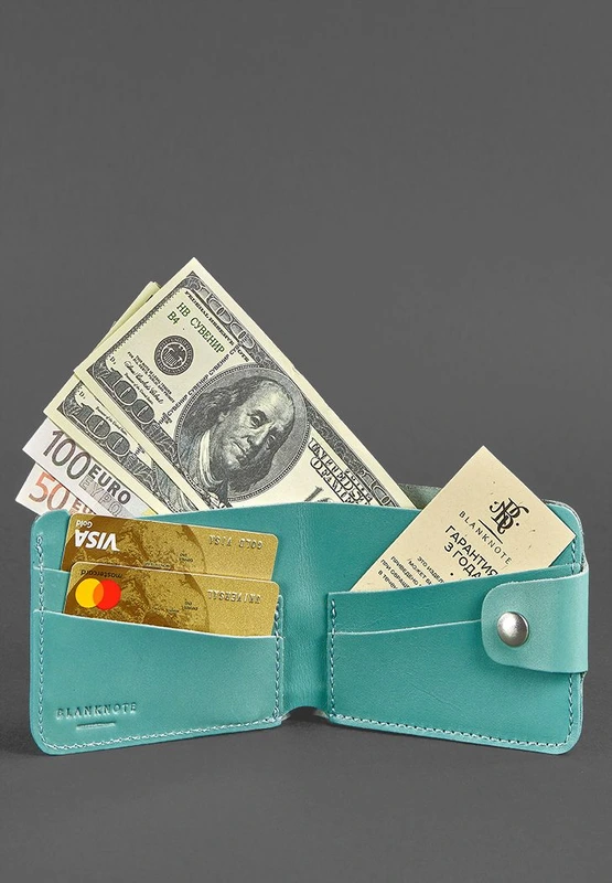 Жіноче шкіряне портмоне 4.3 бірюзове