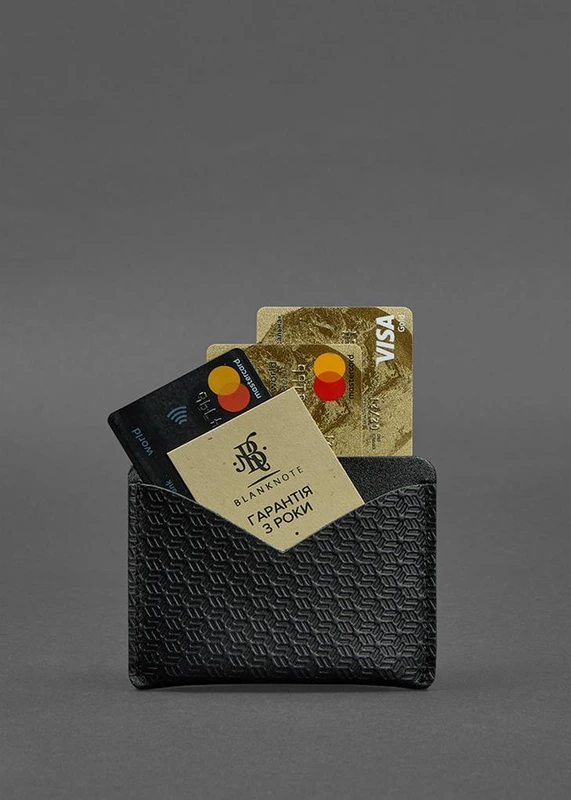 Шкіряна візитниця 5.0 чорна Карбон